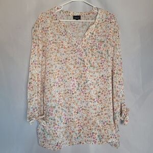 Jones & Co Ditsy Floral 3/4 Sleeve Cottagecore Pullover Top Women's Size 3X
